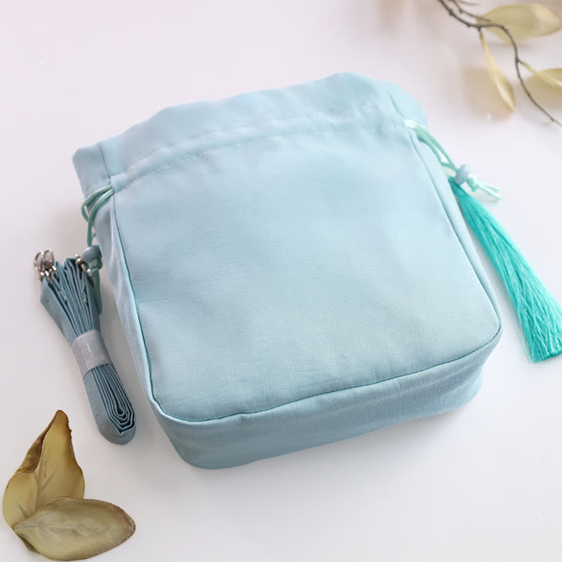 Embroidered Cotton Linen Tote Bag With Wisteria Flowers