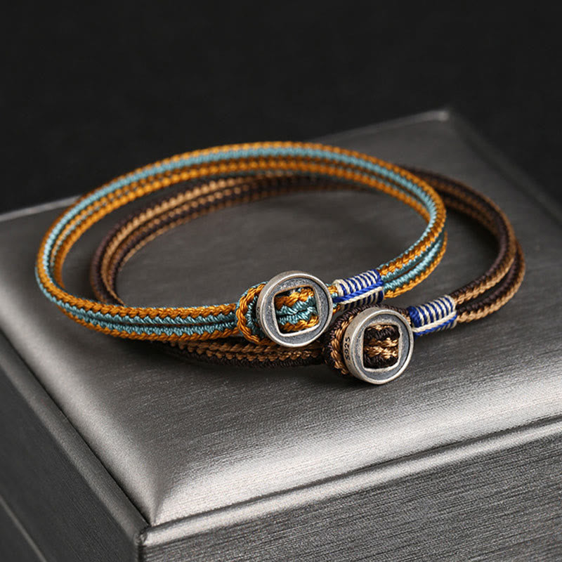 925 Sterling Silver Handmade Protection Weave String Bracelet