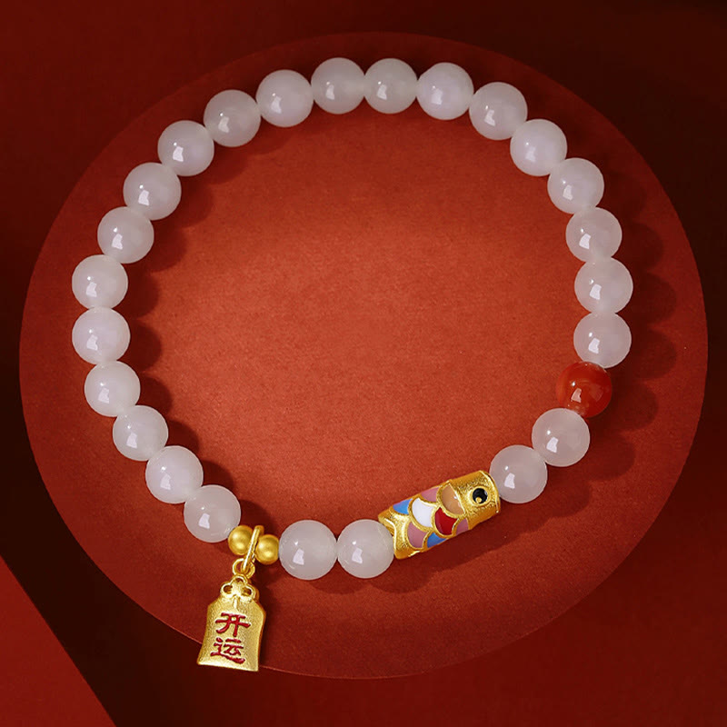 Hetian White Jade Protection, Luck & Happiness Bracelet
