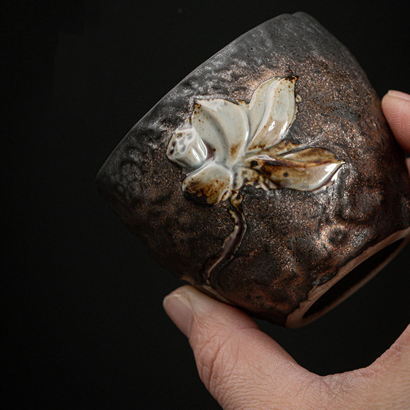 Lotus Pod Leaf Flower Ceramic Kung Fu Tea Cup 110ml