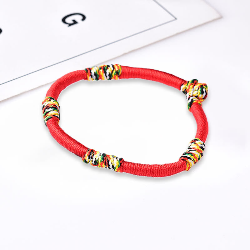 Red String Protection Bracelet with Tibetan King Kong Knot