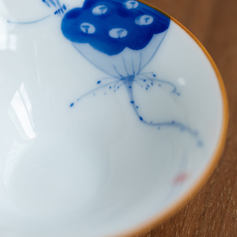 Mandala Koi Fish Lotus Ceramic Tea Cup 50ml Harmony