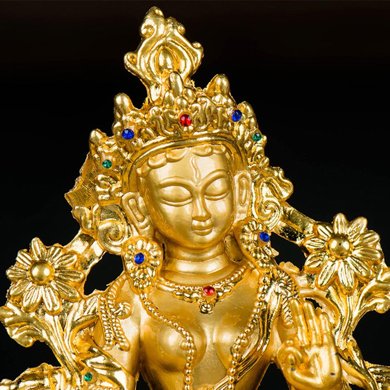 Gold Plated Bodhisattva White Tara Statue for Hope & Protection