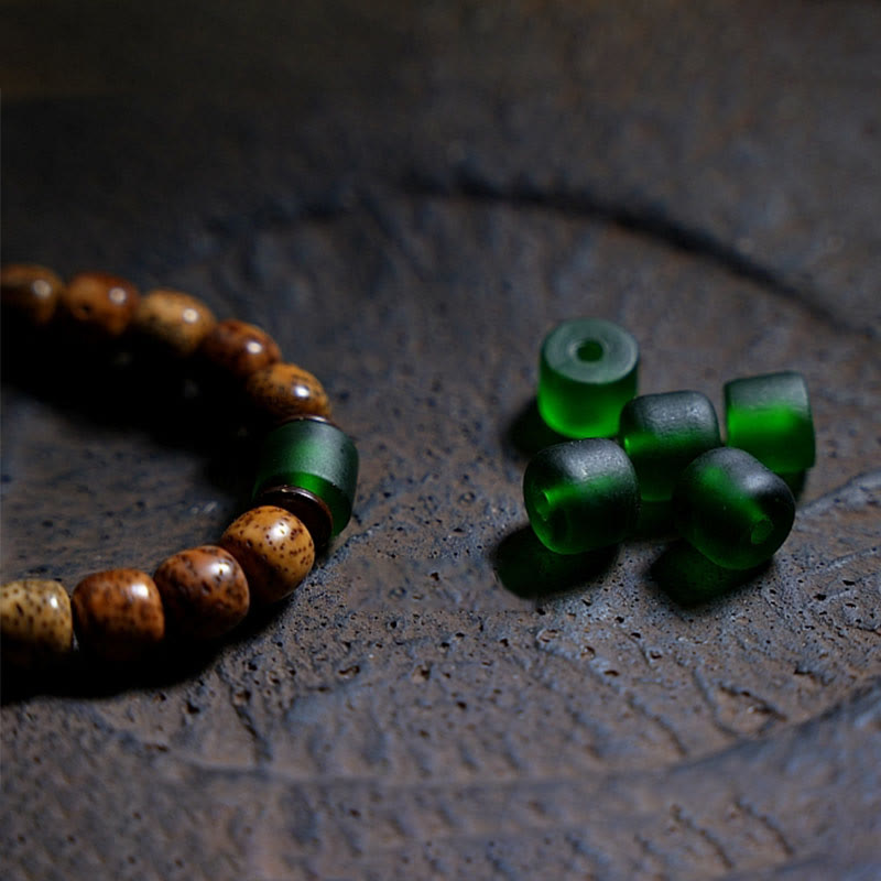 Triple Wrap Agate Bracelet with Bodhi Seed & Amber Beads