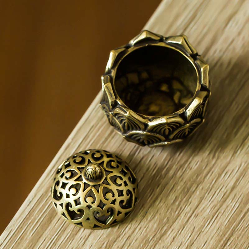 Tibetan Mini Lotus Pattern Copper Incense Burner