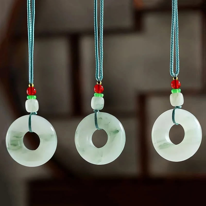 Natural Jade Peace Buckle Prosperity Necklace 45cm