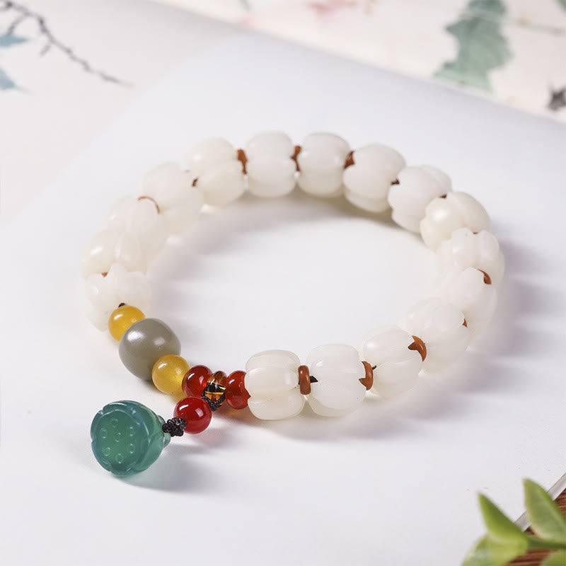 Bodhi Seed Red Agate Lotus Harmony Bracelet