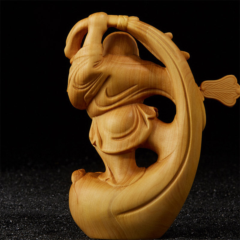 Boxwood Laughing Buddha Statue for Prosperity & Serenity