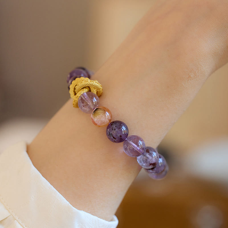10mm Purple Phantom Gold-plated Dragon Wisdom Bracelet