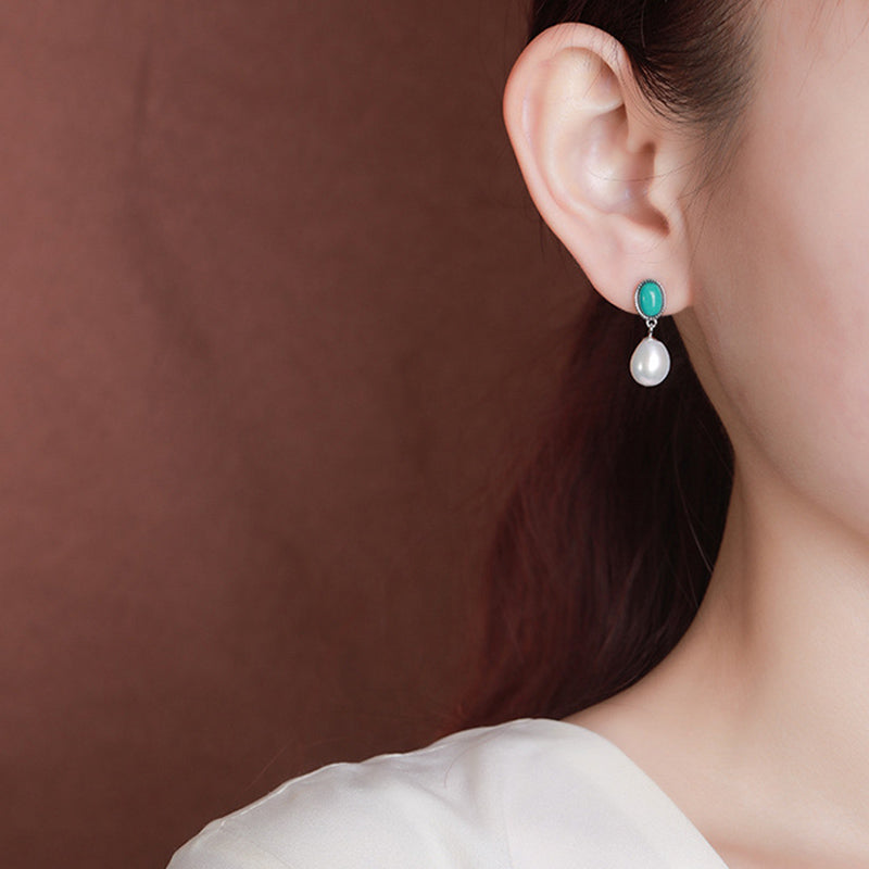 925 Sterling Silver Pearl Turquoise Healing Wisdom Jewelry Set