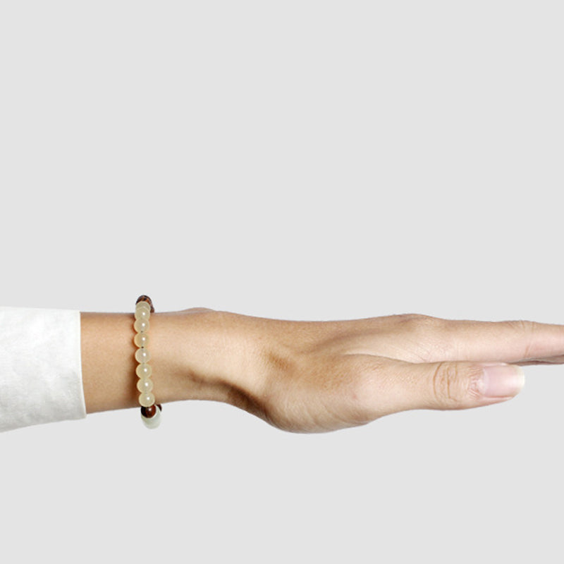 8mm Jade Sandalwood Mala Luck Abundance Bracelet