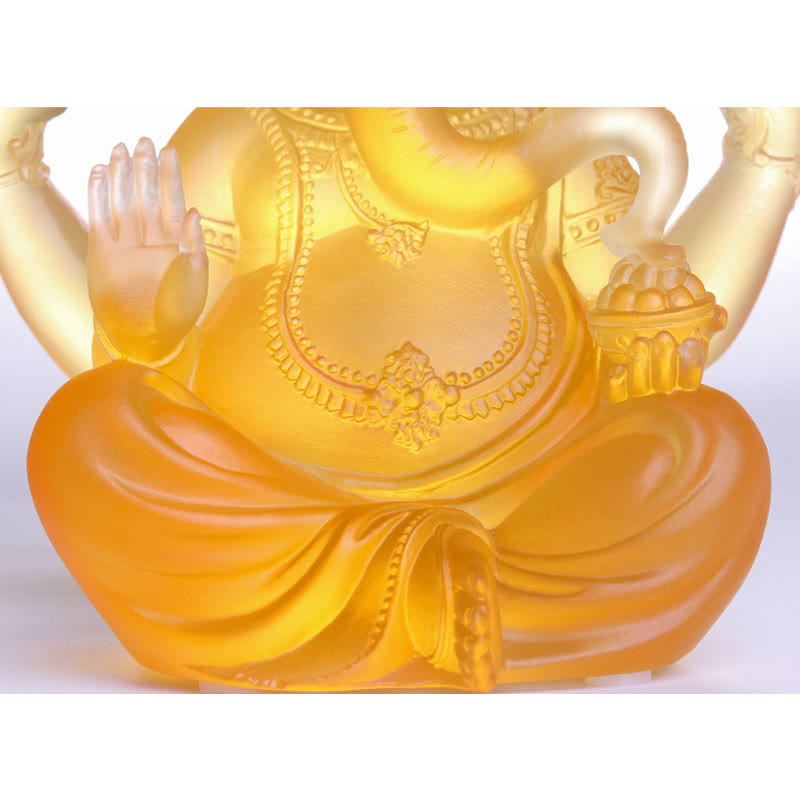 Handmade Liuli Crystal Ganesh Statue 11.5cm Protection Art