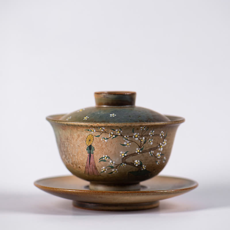 Hanfu Girl Porcelain Gaiwan Tea Cup 150ml Hand-Painted