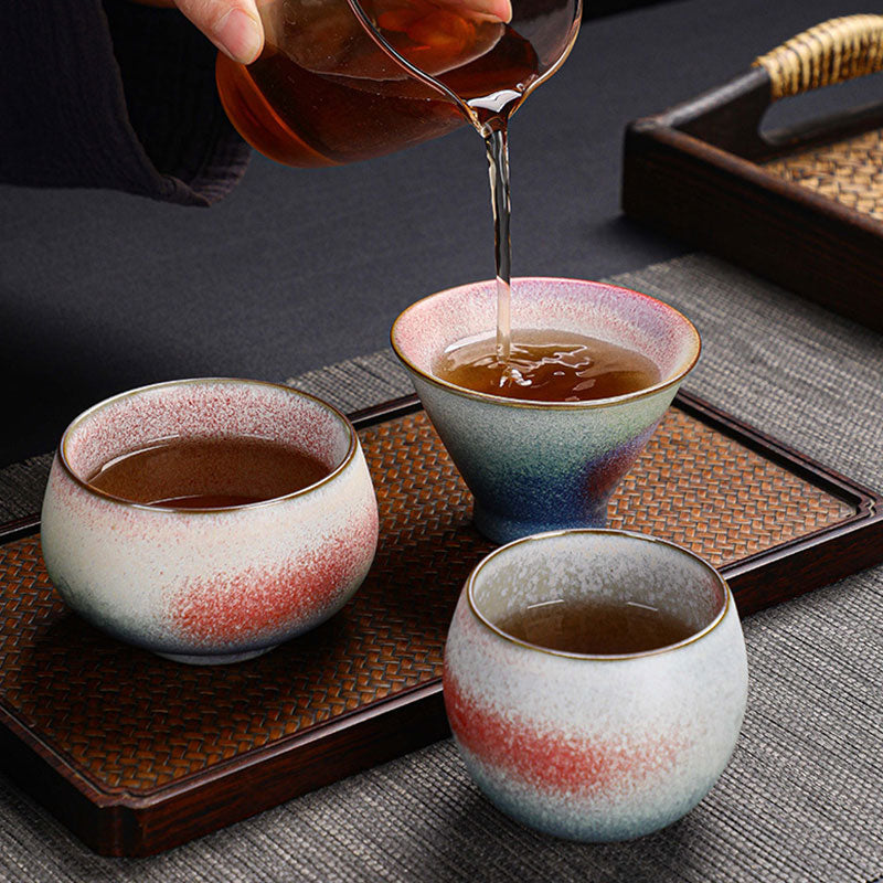 Retro Red Gradient Kiln Ceramic Tea Cup 160ml