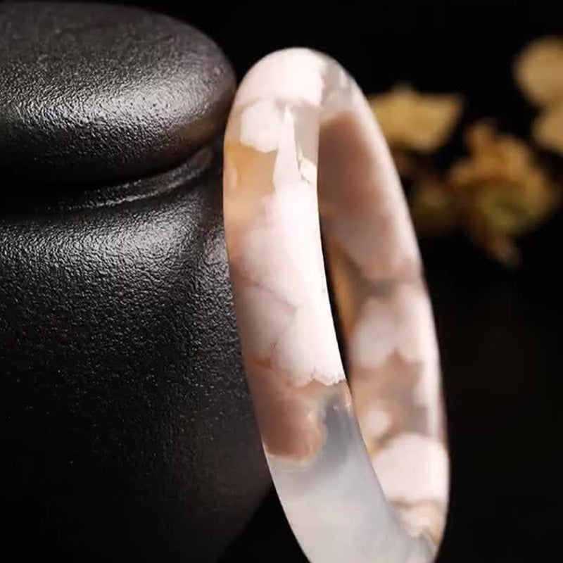 Natural Sakura Agate Peace Bracelet Bangle 55mm