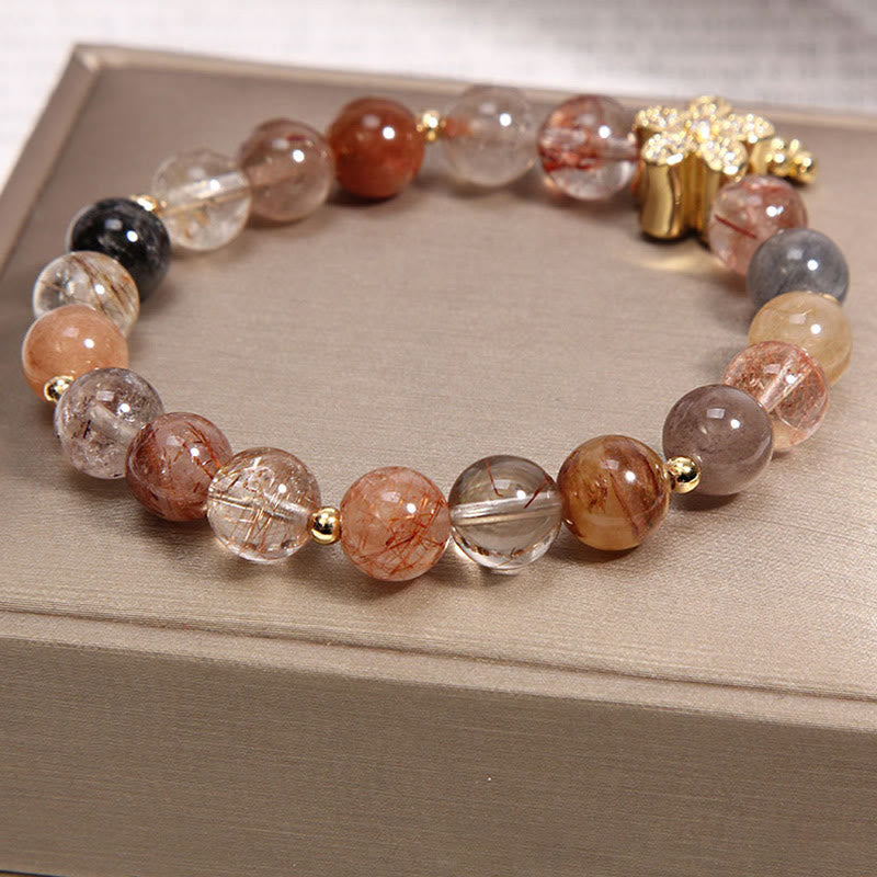 Multicolored Rutilated Quartz Citrine Wealth Protection Bracelet