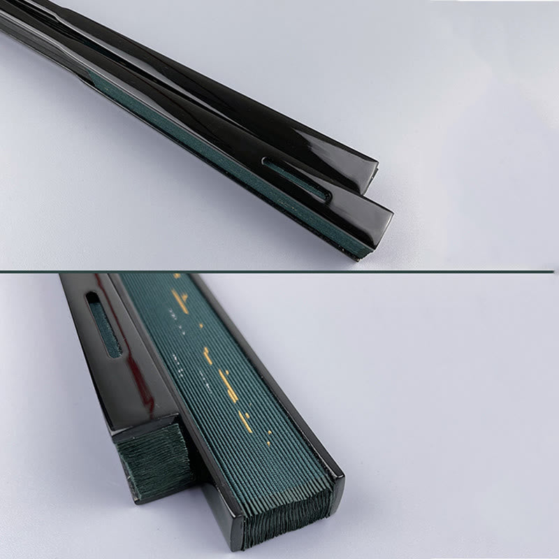 Chinese Folding Fan with Bamboo and Koi Fish Patterns