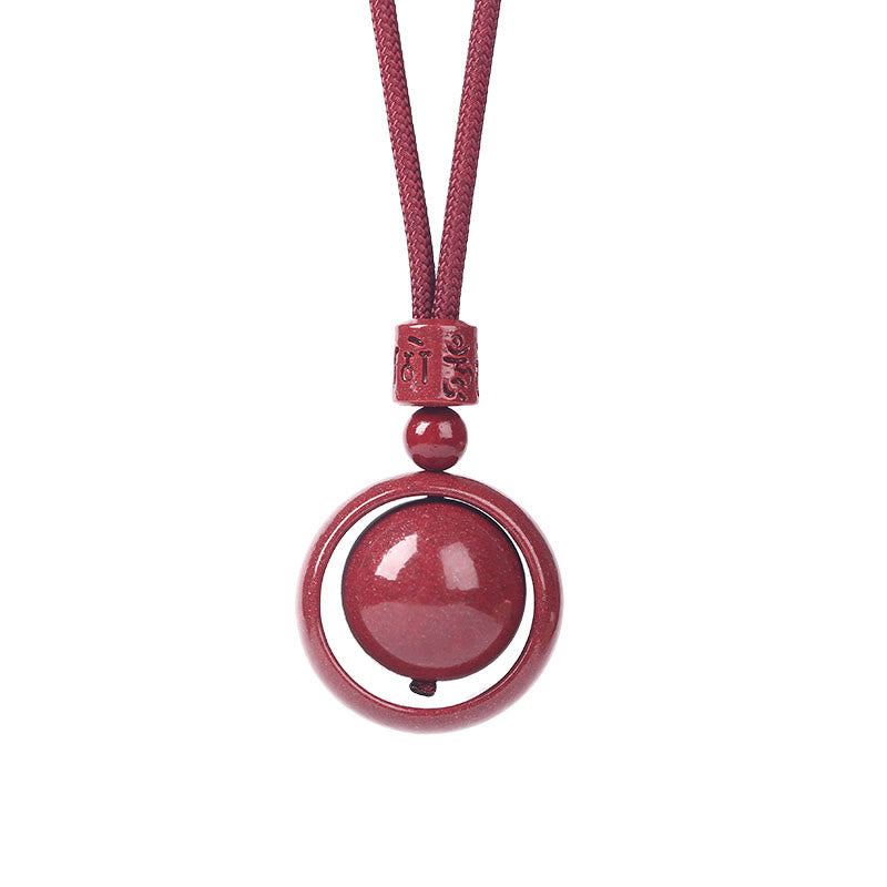 Cinnabar Om Mani Padme Hum Necklace for Blessing & Luck