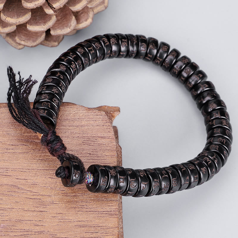Om Mani Padme Hum Coconut Shell Positive Bracelet