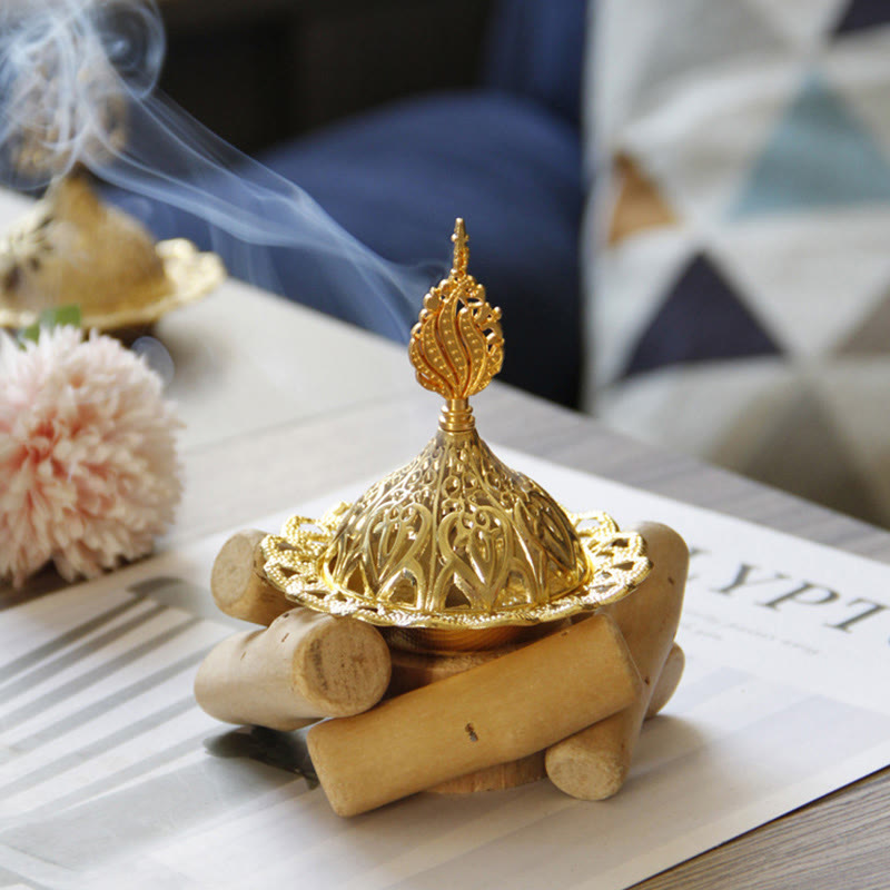 Gold Alloy Healing Mini Incense Burner for Meditation & Relaxation