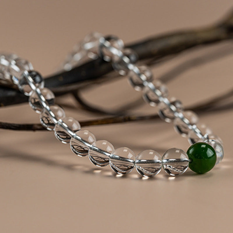 108 Beads White Crystal Jade Gemstone Mala Bracelet for Meditation