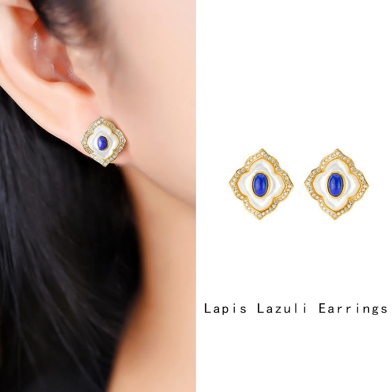 Sterling Silver Tridacna Lazurite Spiritual Necklace & Earrings Set