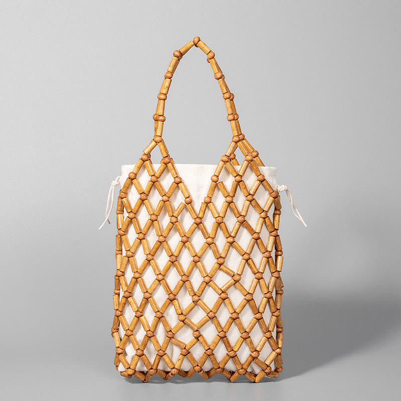 Hand-woven Mesh Hollow Wooden Beads Bag | Spiritual Jewelry