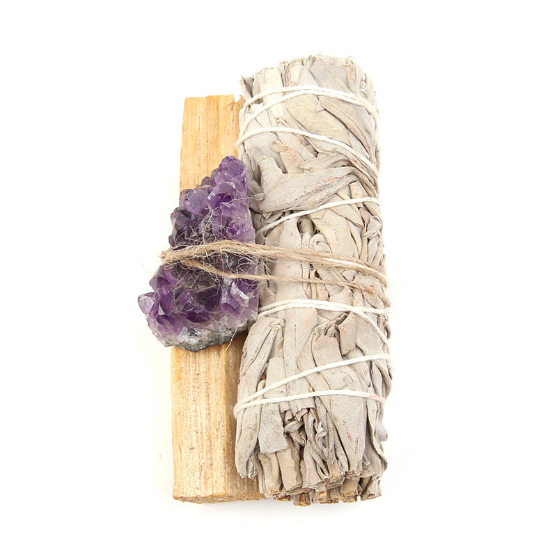 Natural Palo Santo and Crystal Smudge Set for Spiritual Cleansing