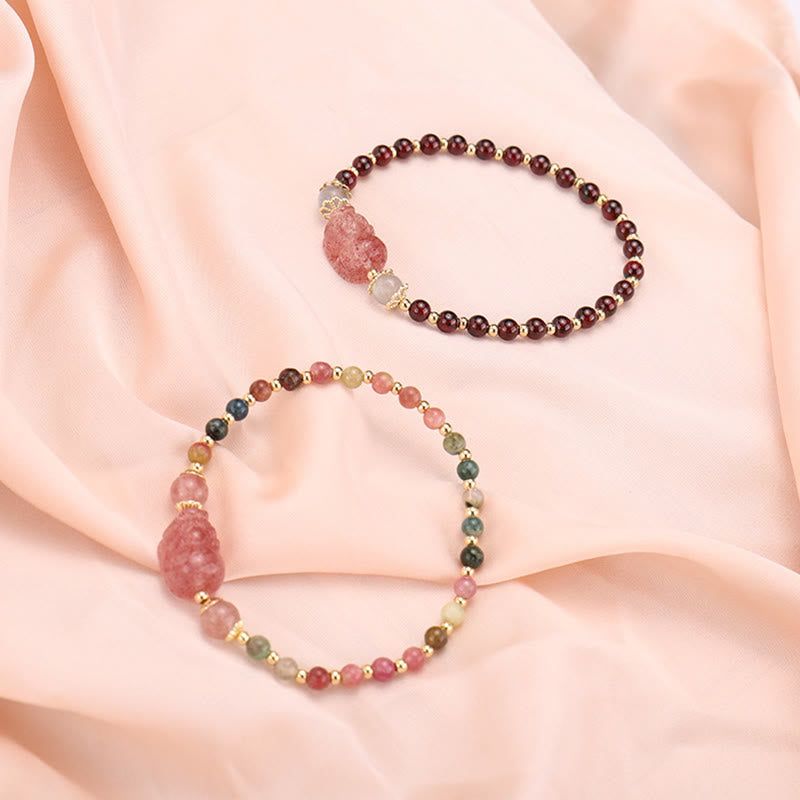 Tourmaline Garnet Pixiu 14-15cm Protection Bracelet