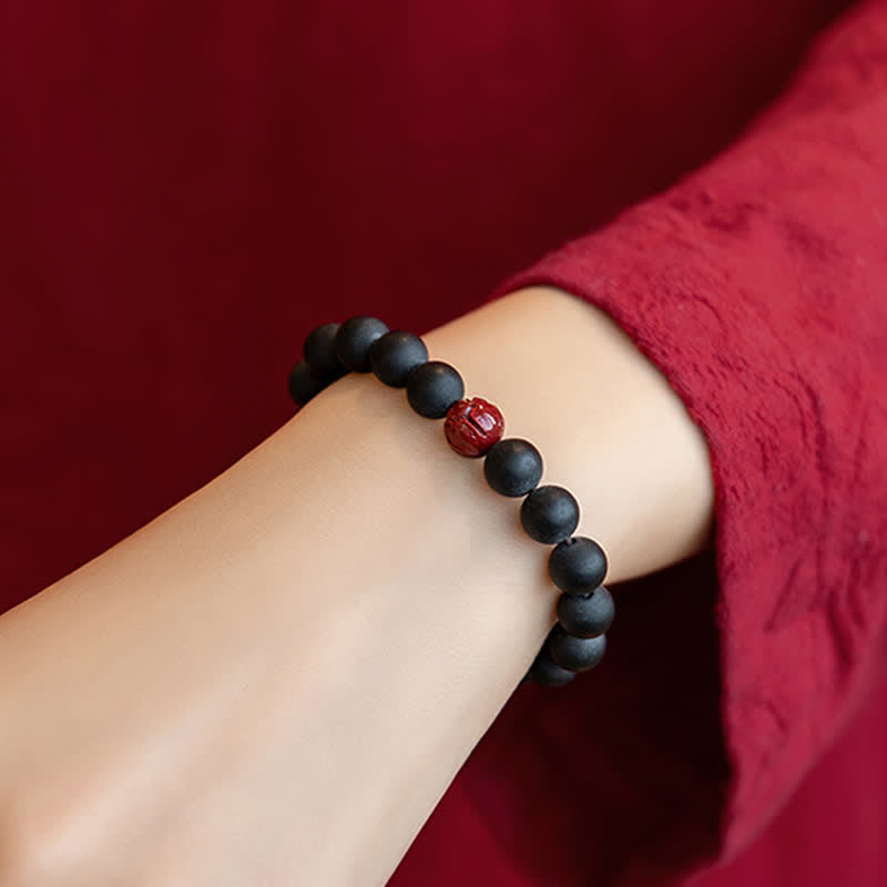 8mm Cinnabar Cypress Healing Bracelet for Calmness