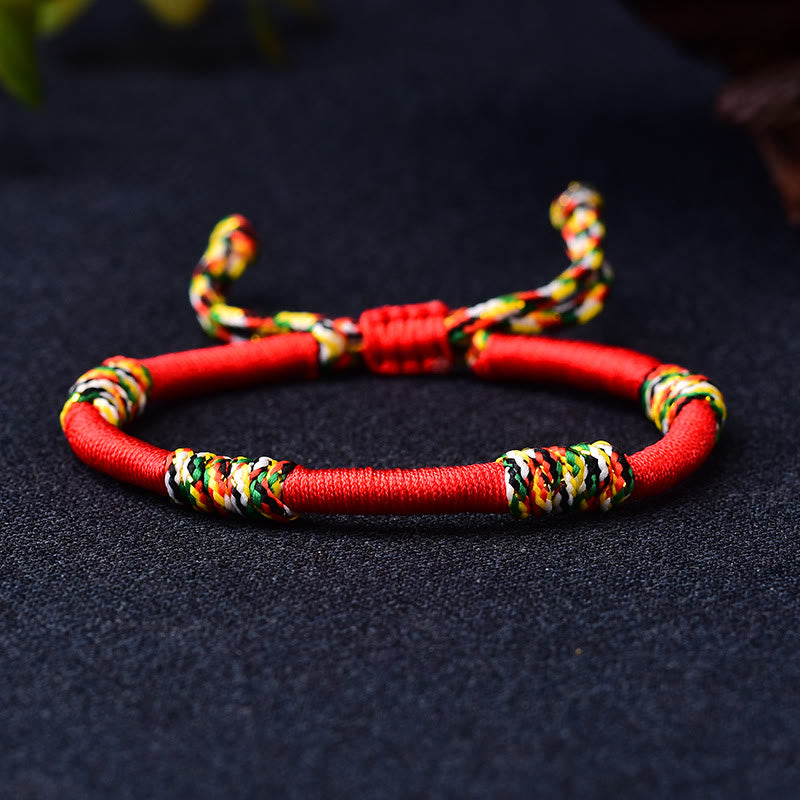 Red String Protection Bracelet with Tibetan King Kong Knot