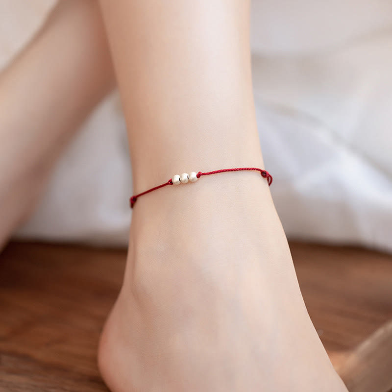 925 Sterling Silver Red String Protection Bracelet Anklet