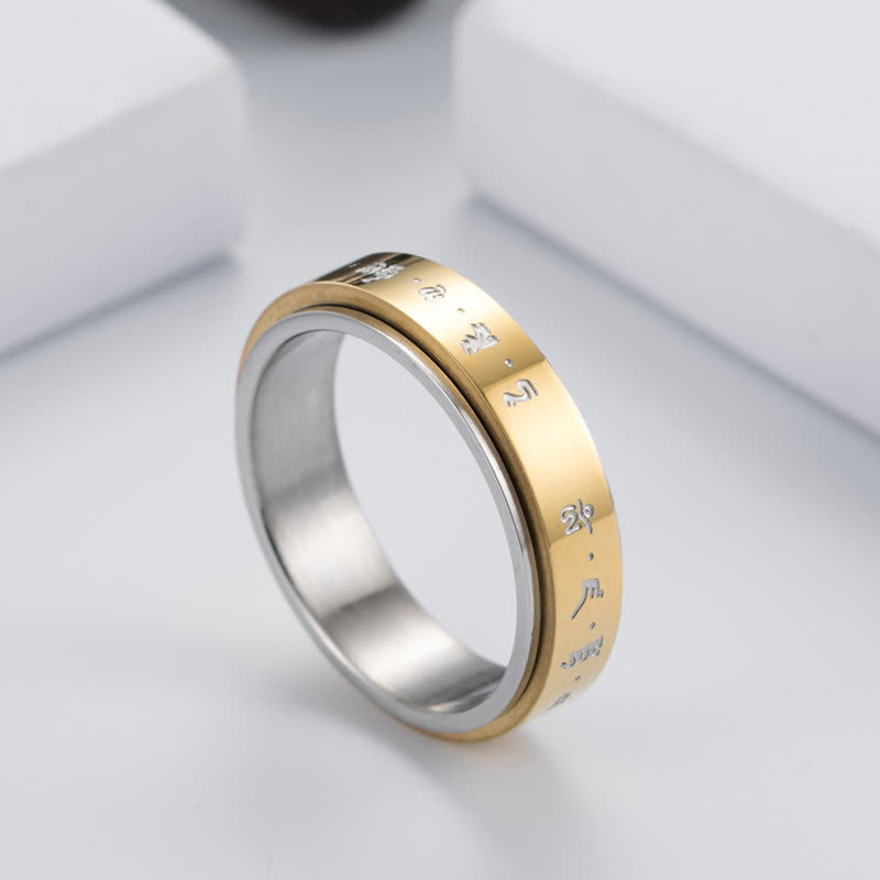 Titanium Steel Mantra Balance Rotatable Spiritual Ring