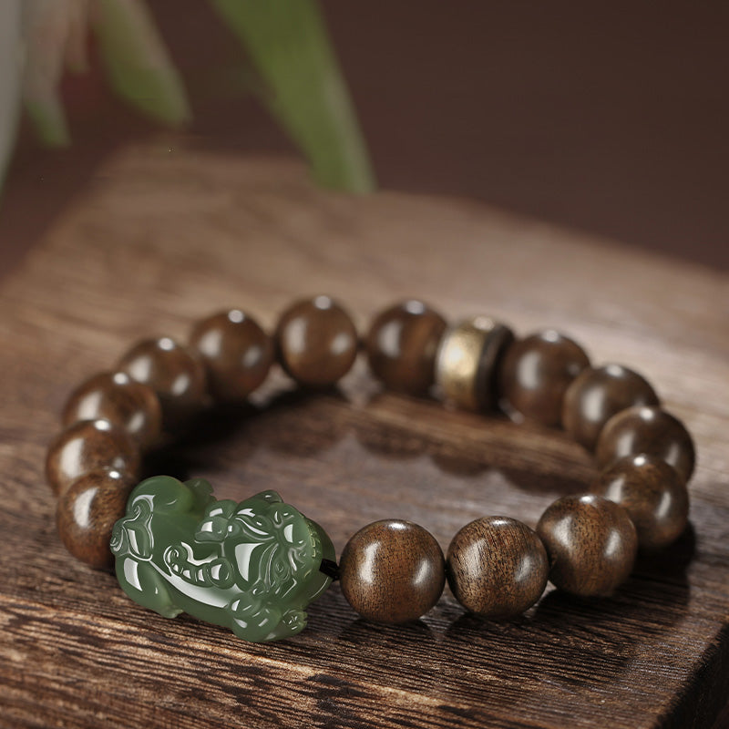 12mm Jade Pi Xiu Agarwood Strength Bracelet