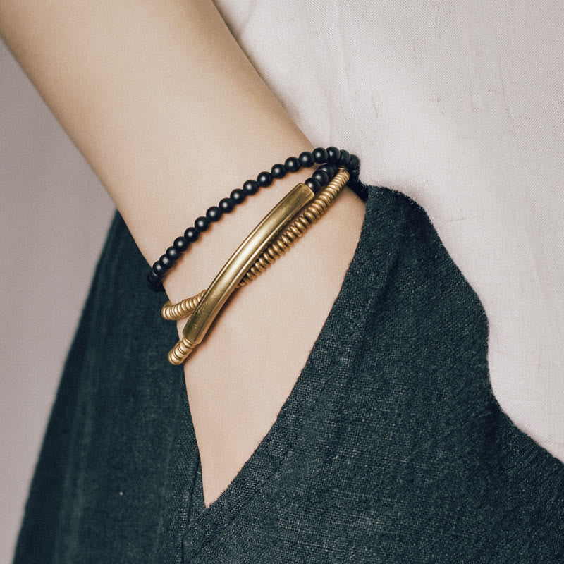 Triple Wrap Agate Stone Protection Copper Bracelet