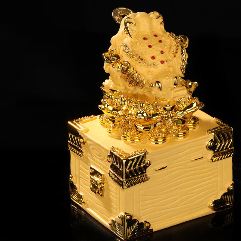 Feng Shui Money Frog Statue for Luck and Wealth Decor - Medium