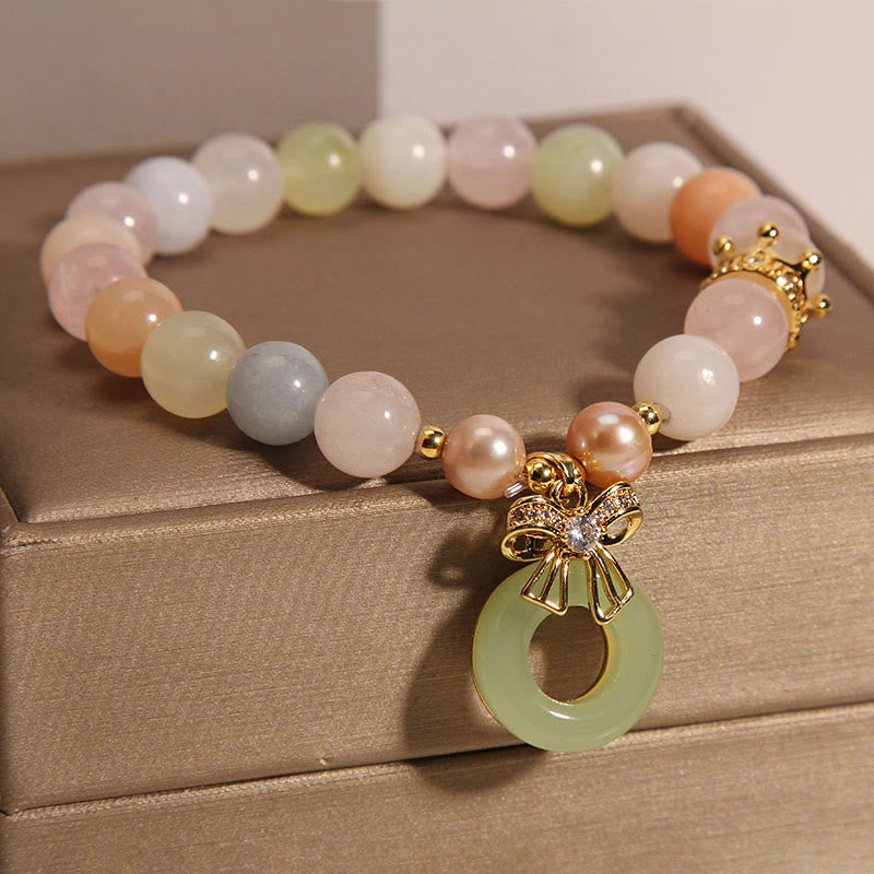 Morganite Peace Buckle Jade Bracelet for Confidence & Calm