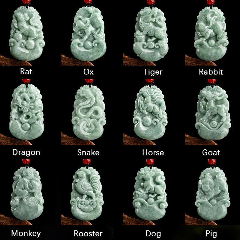 Green Jade 12 Chinese Zodiac Luck | Prosperity Necklace