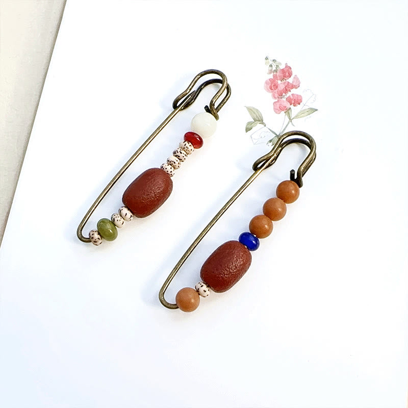 8cm Bodhi Seed Agate Brooch for Calm Harmony Benefits