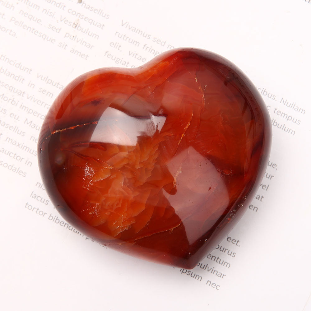 8cm Polished Carnelian Heart Crystal for Emotional Healing