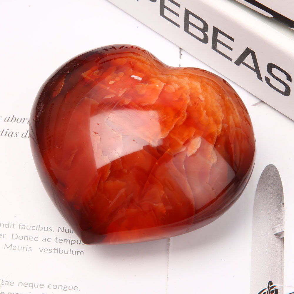 8cm Polished Carnelian Heart Crystal for Emotional Healing