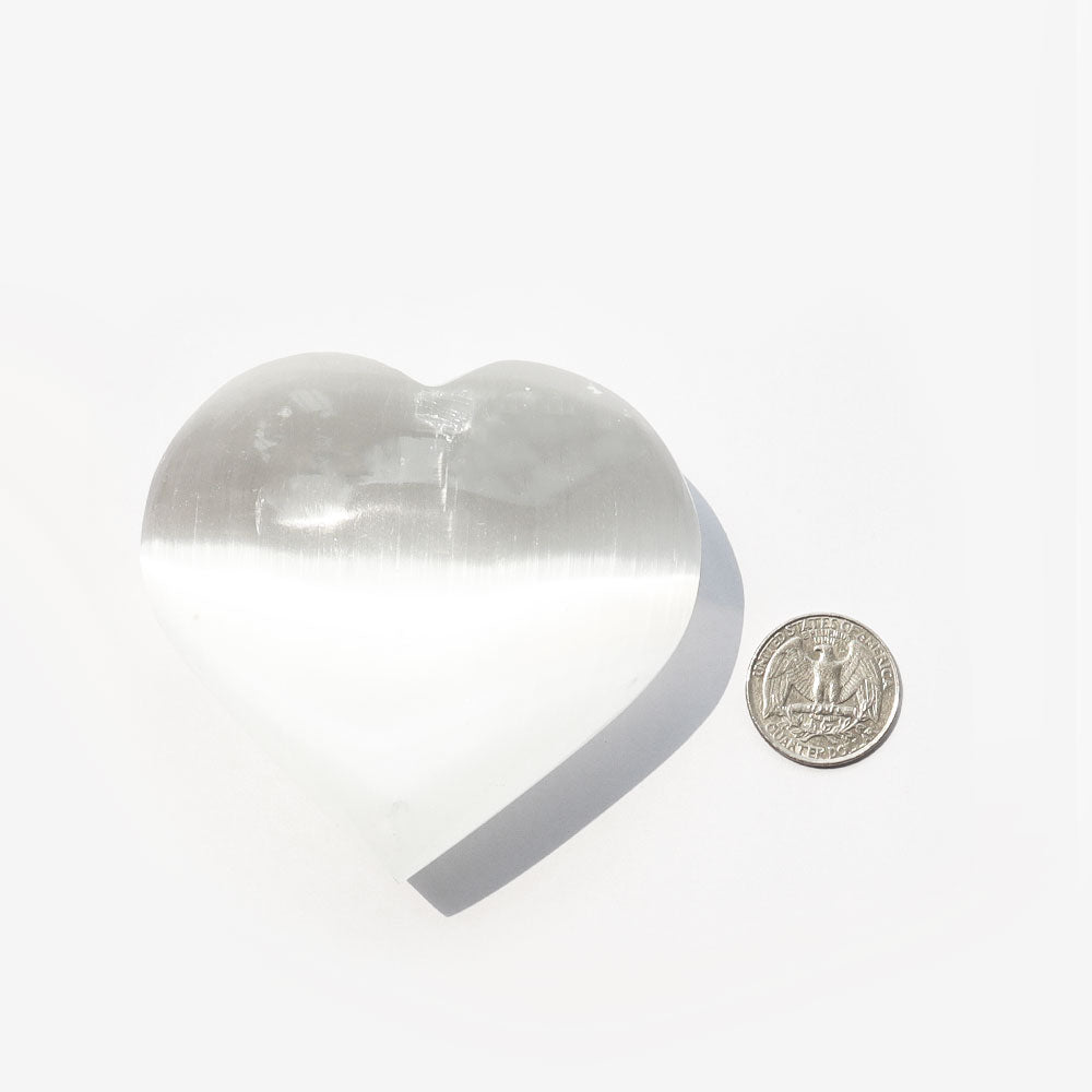 8cm Polished White Selenite Crystal Heart for Meditation