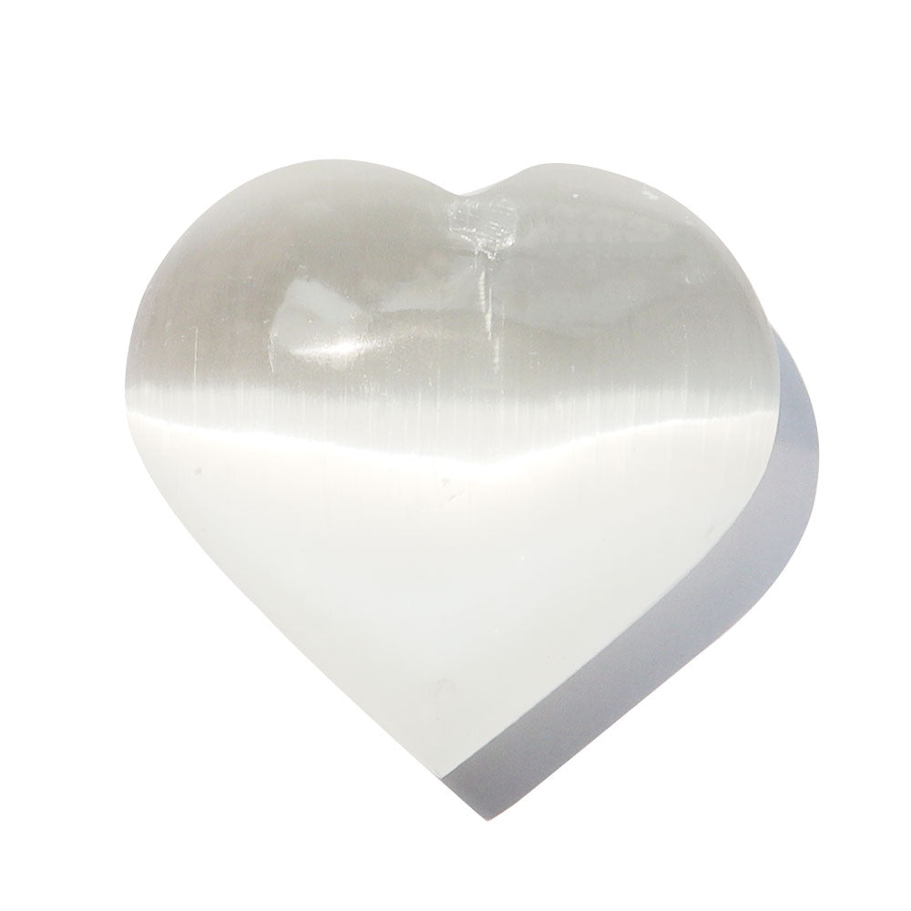 8cm Polished White Selenite Crystal Heart for Meditation