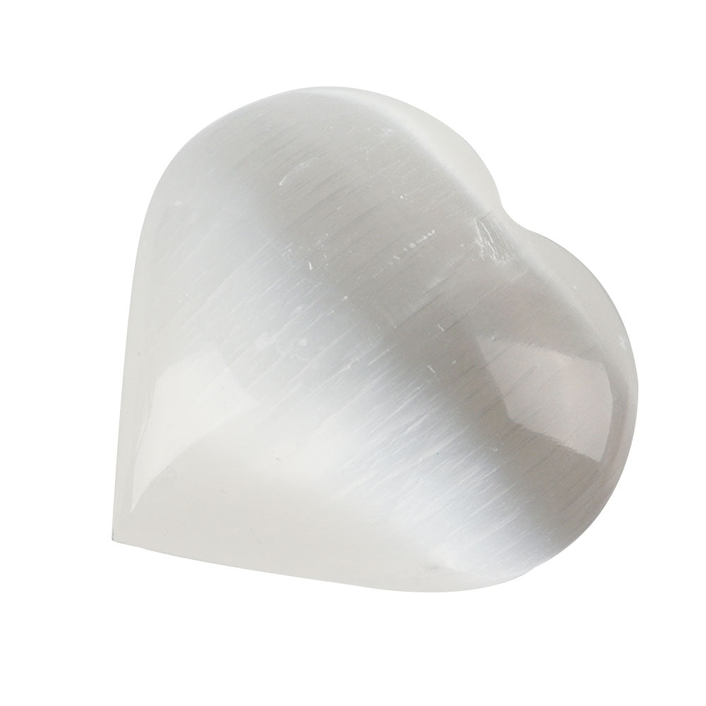 8cm Polished White Selenite Crystal Heart for Meditation
