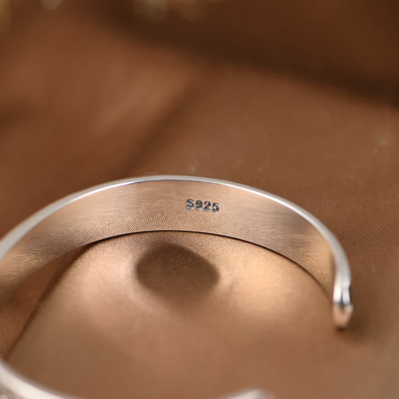 Om Mani Padme Hum 925 Sterling Silver Wisdom Cuff Bracelet