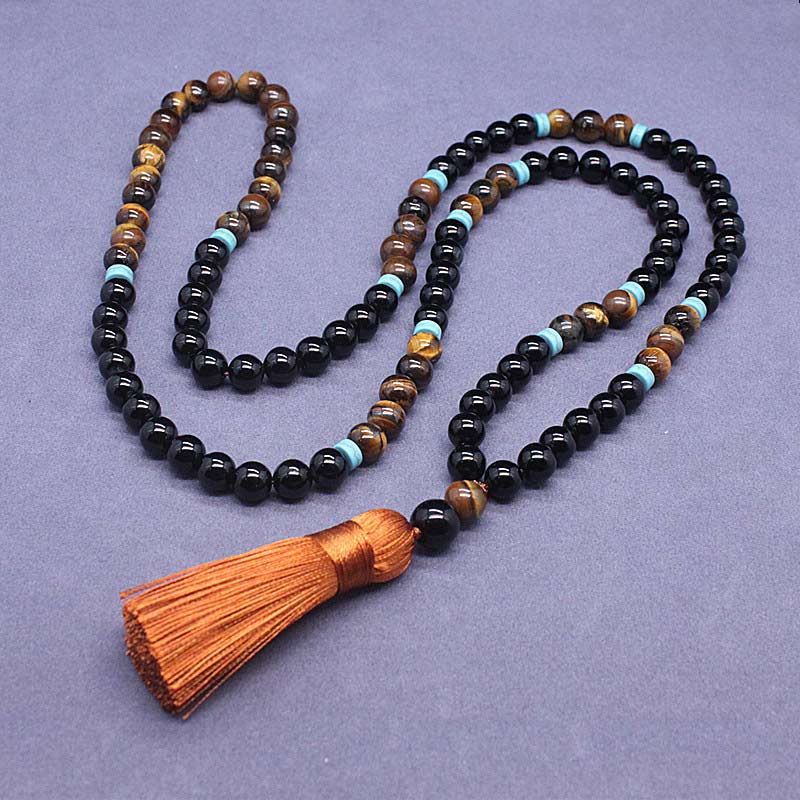Black Onyx Gemstone Mala Set for Protection & Strength