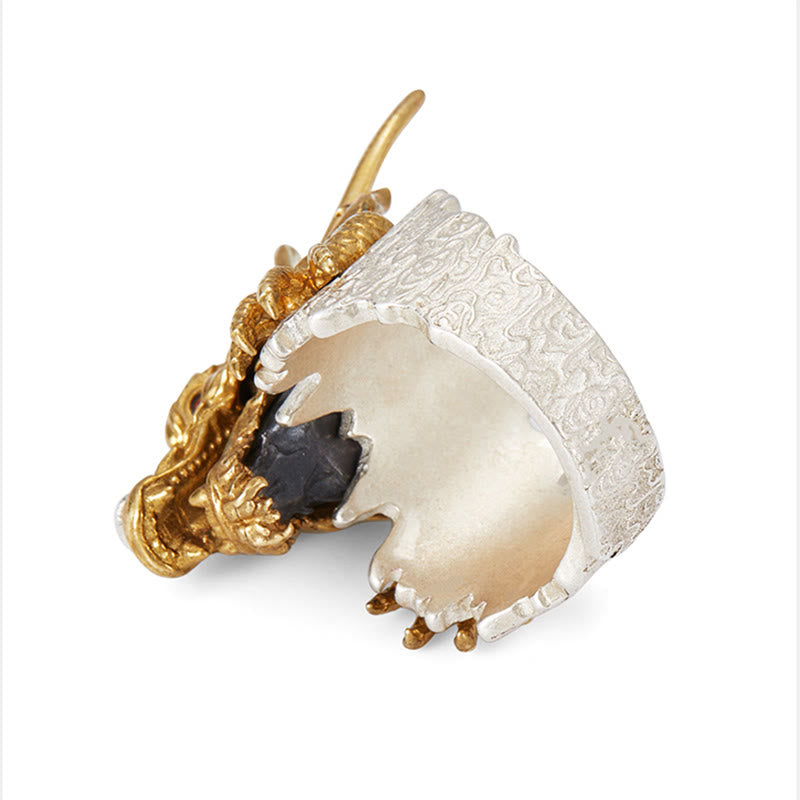 925 Sterling Silver Adjustable Dragon Protection Success Ring