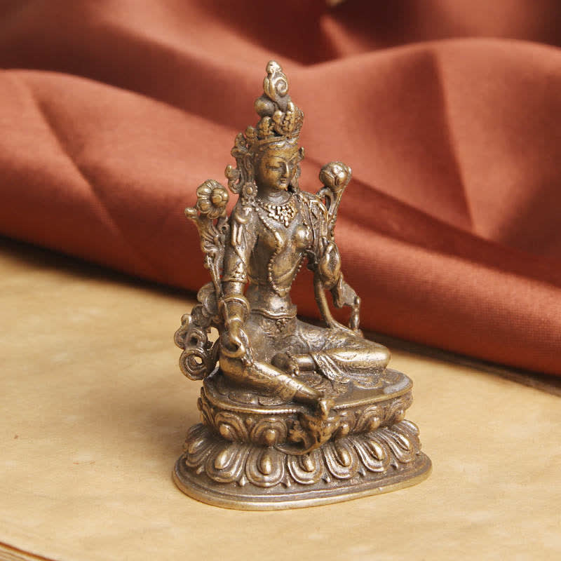 Bodhisattva Green Tara Copper Statue 55.5mm Calm Hope