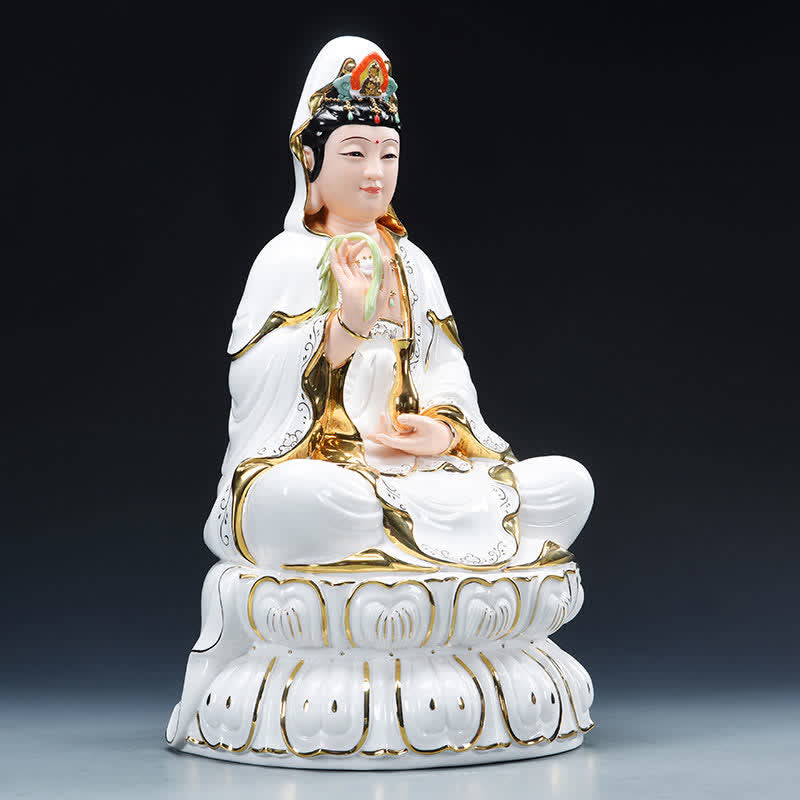 Chenrezig Bodhisattva Ceramic Buddha Statue for Success 26cm