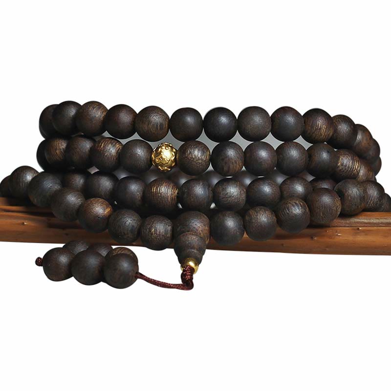 Rare Brunei Agarwood Bracelet with Pure Gold Beads